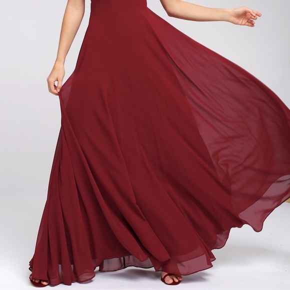 Lulu’s • Mythical Kind of Love Wine Red Maxi Dress perfect fall wedding attire - Picture 15 of 15